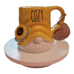 Global Design Ceramic Mug Gnome Cozy with sunflower